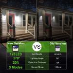 CLAONER Solar Power 128 LED Lights PIR Motion Sensor Outdoor Security Lamp Wall