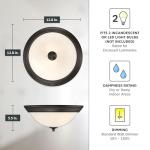 Designers Fountain Flush Mount Ceiling Light, 2-Pack, 13 Inch Frosted Glass Lighting Fixture for Kitchen, Bedroom, Bathroom, and Hallway, LED Bulbs Not Included, Oil Rubbed Bronze