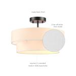 Globe Electric 66000138 2-Light Semi-Flush Mount Ceiling Light, Matte Black, 2-Tier, White Linen Shade, Home Improvement, Dining Room, Kitchen