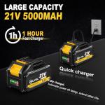 SILVEL 21V Cordless Nail Gun, 2-in-1 Electric Brad Nailer Stapler Gun with 2 * 5.0Ah Battery Powered, 1000pcs Nails, 18GA Staples,for Woodworking, Home Improvement,Carpentry, DIY Project Yellow