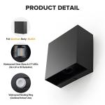 LUTEC 2-Pack LED Up & Down Modern Wall Lamp, Aluminum Anti-Rust Outdoor Indoor Wall Sconce, 10W 3000K Warm White, Adjustable Exterior Wall Light, Waterproof for Porch, Patio, Garden, Bedroom-Black