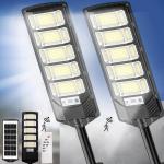 GMOX 2 Pack 100000LM Solar Street Light Outdoor IP65 Waterfroof 240PCS 5730LEDs
