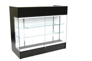 Black Laminate Wood 48 Inch Display Showcase Register Check Out Counter