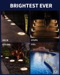 Solar Deck Lights, 8PC Round, IP67 Waterproof, Outdoor, Anti-Slip & Trip, White