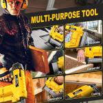 SILVEL 21V Cordless Nail Gun, 2-in-1 Electric Brad Nailer Stapler Gun with 2 * 5.0Ah Battery Powered, 1000pcs Nails, 18GA Staples,for Woodworking, Home Improvement,Carpentry, DIY Project Yellow