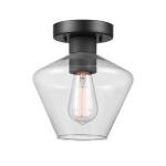 Globe Electric Harling 1-Light Semi-Flush Mount Ceiling Light, Matte Black, Clear Glass Shade, Diamond Knurl Texture on Socket, Home Improvement, Dining Room, Kitchen