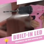 NEWBEAT Pink Cordless Drill Set - 12V Power Drill Cordless with Battery and Charger for Home Improvement, 3/8" Keyless Chuck, 2 Variable Speed, Electric Power Tools for Women DIY