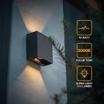 LUTEC 2-Pack LED Up & Down Modern Wall Lamp, Aluminum Anti-Rust Outdoor Indoor Wall Sconce, 10W 3000K Warm White, Adjustable Exterior Wall Light, Waterproof for Porch, Patio, Garden, Bedroom-Black