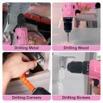 NEWBEAT Pink Cordless Drill Set - 12V Power Drill Cordless with Battery and Charger for Home Improvement, 3/8" Keyless Chuck, 2 Variable Speed, Electric Power Tools for Women DIY