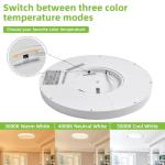 hykolity 12 Inch Selectable CCT LED Round Flat Panel Light, 24W 3000K/4000K/5000K, Edge-Lit Flush Mount Ceiling Light Fixture for Kitchen, Bedroom, Laundry and Closet Room, White