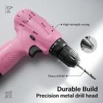 NEWBEAT Pink Cordless Drill Set - 12V Power Drill Cordless with Battery and Charger for Home Improvement, 3/8" Keyless Chuck, 2 Variable Speed, Electric Power Tools for Women DIY