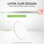 hykolity 12 Inch Selectable CCT LED Round Flat Panel Light, 24W 3000K/4000K/5000K, Edge-Lit Flush Mount Ceiling Light Fixture for Kitchen, Bedroom, Laundry and Closet Room, White