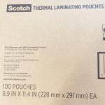 Scotch Thermal Laminating Pouches, 100-Pack, 8.9 x 11.4 in, Letter Size, 3 mil