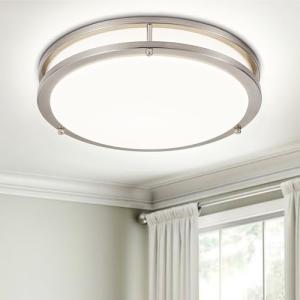 DLLT Flush Mount LED Ceiling Light: 13 Inch 5CCT (3000K-6000K) & Dimmable Ceiling Light Fixtures for Bedroom Hallway - 24W Modern Brushed Nickel Super Bright Kitchen Lighting Fixtures Ceiling