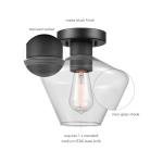 Globe Electric Harling 1-Light Semi-Flush Mount Ceiling Light, Matte Black, Clear Glass Shade, Diamond Knurl Texture on Socket, Home Improvement, Dining Room, Kitchen