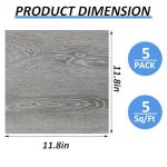 AKOLAFE 5 Sheet Vinyl Flooring 12 x 12 Peel and Stick Floor Tile Waterproof Clearance Vinyl Floor Tiles Wood Grey Self Adhesive Floor Tiles Sticky Laminate Flooring for Bathroom Kitchen Basement RV