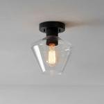 Globe Electric Harling 1-Light Semi-Flush Mount Ceiling Light, Matte Black, Clear Glass Shade, Diamond Knurl Texture on Socket, Home Improvement, Dining Room, Kitchen