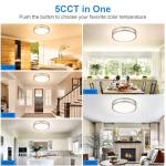 DLLT Flush Mount LED Ceiling Light: 13 Inch 5CCT (3000K-6000K) & Dimmable Ceiling Light Fixtures for Bedroom Hallway - 24W Modern Brushed Nickel Super Bright Kitchen Lighting Fixtures Ceiling