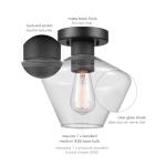 Globe Electric Harling 1-Light Semi-Flush Mount Ceiling Light, Matte Black, Clear Glass Shade, Diamond Knurl Texture on Socket, Home Improvement, Dining Room, Kitchen