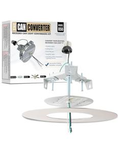The Can Converter R56 Recessed Can Light Conversion Kit w/ 7"¾ Flat Steel Ceiling Medallion - Home Improvement for 5" & 6" Cans, Converter Kit for Ceiling Fan & Light Fixture, UL Certified, White