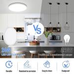 SunRider LED Flush Mount Ceiling Light Fixture, 5000K Daylight White, 2400LM, 12 Inch 24W White Round Flat Bedroom Lights, 240W Equiv. Non-Dimmable