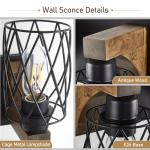 Farmhouse Bathroom Vanity Light, 3-Light Wood Bathroom Light Fixtures Over Mirror, Black Industrial Vanity Lights with Metal Shade, Rustic Bathroom Lighting for Bedroom Living Room Hallway