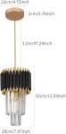 Kaniker 2 Pack Crystal Pendant Lights, Modern Black and Gold Chandelier Hanging Light Fixtures for Kitchen Island, Dining Room, and Bedroom, Adjustable Pendant Lighting D7.9 x H12.6 with Bulb