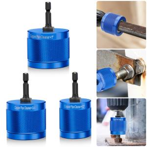 3x Copper Pipe Cleaner Drill Set 1/2" 3/4" 1" Metal Plumbing Tube Brush Kit Tool