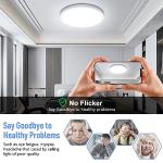 SunRider LED Flush Mount Ceiling Light Fixture, 5000K Daylight White, 2400LM, 12 Inch 24W White Round Flat Bedroom Lights, 240W Equiv. Non-Dimmable