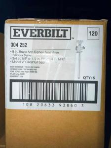Lot of 6 Everbilt 1/2 in x 8 in Brass Anti-Siphon Frost Free Sillcock Valve