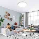 SunRider LED Flush Mount Ceiling Light Fixture, 5000K Daylight White, 2400LM, 12 Inch 24W White Round Flat Bedroom Lights, 240W Equiv. Non-Dimmable