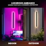 CTRLRS 23.6’’ Upgraded Modern RGB Wall Lights – Indoor/Outdoor LED Wall Sconce with Remote & App, Cool/Warm White, Party Mode, IP65 Waterproof & Rustproof – for Home, Business, or Gaming Spaces