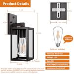 2 Pack Dusk to Dawn Exterior Lighting Fixtures Wall Mount, Sensor Outside Front Porch Lights for House, Outdoor Lantern Lamp, Waterproof Wall Sconce Lights, Black Coach Light for Garage Entryway