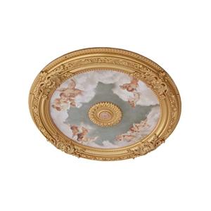 AFD Home Antique Cherubs Sky Gold Trim Round Chandelier Ceiling Medallion for Home Improvement 36 Inch Diameter Polystyrene Decorative Ceiling Plate Molding