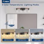 Amico Farmhouse Bathroom Vanity Light Fixtures,Rustic 4-Light Industrial Painted Wood Lights,Vintage Black Wall Sconces Bathroom Vanity Lighting with Bubble Glass Shade