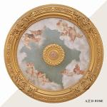 AFD Home Antique Cherubs Sky Gold Trim Round Chandelier Ceiling Medallion for Home Improvement 36 Inch Diameter Polystyrene Decorative Ceiling Plate Molding