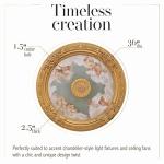 AFD Home Antique Cherubs Sky Gold Trim Round Chandelier Ceiling Medallion for Home Improvement 36 Inch Diameter Polystyrene Decorative Ceiling Plate Molding