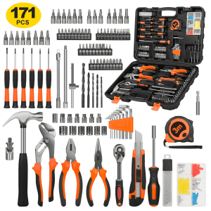 Cshidworld 171 Piece Socket Wrench Auto Repair Tool Combination Package 1/4" Ratchet Wrench, Household Tool Set General Mechanic Tool Kit and Socket Set, Hand Tool Kit with Toolbox Storage Case