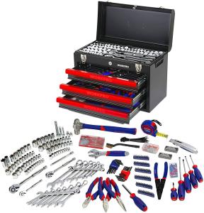 WORKPRO 408-Piece Auto Repair Tool Set,Mechanics Tool Set,General Household Home Repair Tool Kit with 3-Drawer Heavy Duty Metal Box,Hand Tool Kit