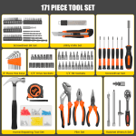 Cshidworld 171 Piece Socket Wrench Auto Repair Tool Combination Package 1/4" Ratchet Wrench, Household Tool Set General Mechanic Tool Kit and Socket Set, Hand Tool Kit with Toolbox Storage Case