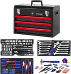 WORKPRO 408-Piece Auto Repair Tool Set,Mechanics Tool Set,General Household Home Repair Tool Kit with 3-Drawer Heavy Duty Metal Box,Hand Tool Kit