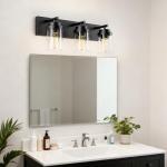 IZORRO Bathroom Vanity Light Fixture, 3-Light 22 Inch Matte Black Bathroom Light Fixtures Over Mirror, with Clear Glass Shade, Modern Farmhouse Vanity Lights, Rustic Restroom Lighting Fixtures