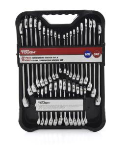 Hyper Tough Heavy Duty 32-Piece Chrome Vanadium SAE & Metric Combination Wrench Set, Hand Tools, with Standard & Stubby Sizes