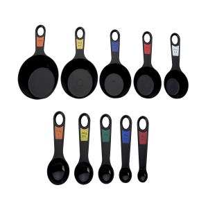 Farberware Professional 10 Piece Plastic Nesting Measuring Cup and Spoon Set Black