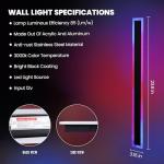 CTRLRS 23.6’’ Upgraded Modern RGB Wall Lights – Indoor/Outdoor LED Wall Sconce with Remote & App, Cool/Warm White, Party Mode, IP65 Waterproof & Rustproof – for Home, Business, or Gaming Spaces