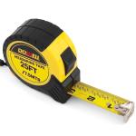 DOWELL 25ft Measuring Tape with Steel Blade and Rubber Case Accurate Easy Read for Construction Contractor Carpenter Architect Woodworking