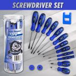 CARTMAN 12 Piece Magnetic Screwdriver Set - 6 Phillips and 6 Flat, Professional Cushion Grip Hand Tools Set