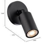 Cylinder LED Single Adjustable Indoor or Outdoor Wall Light 3000K in Black