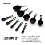 Farberware Professional 10 Piece Plastic Nesting Measuring Cup and Spoon Set Black