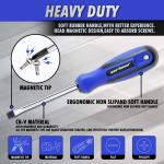 CARTMAN 12 Piece Magnetic Screwdriver Set - 6 Phillips and 6 Flat, Professional Cushion Grip Hand Tools Set